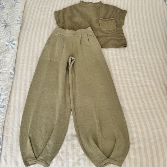 Free People Pants - Free People Tan Knit Ensemble